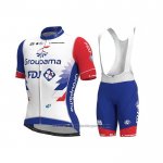 2021 Fietskleding Groupama-fdj Rood Blauw Wit Korte Mouwen en Koersbroek (2)